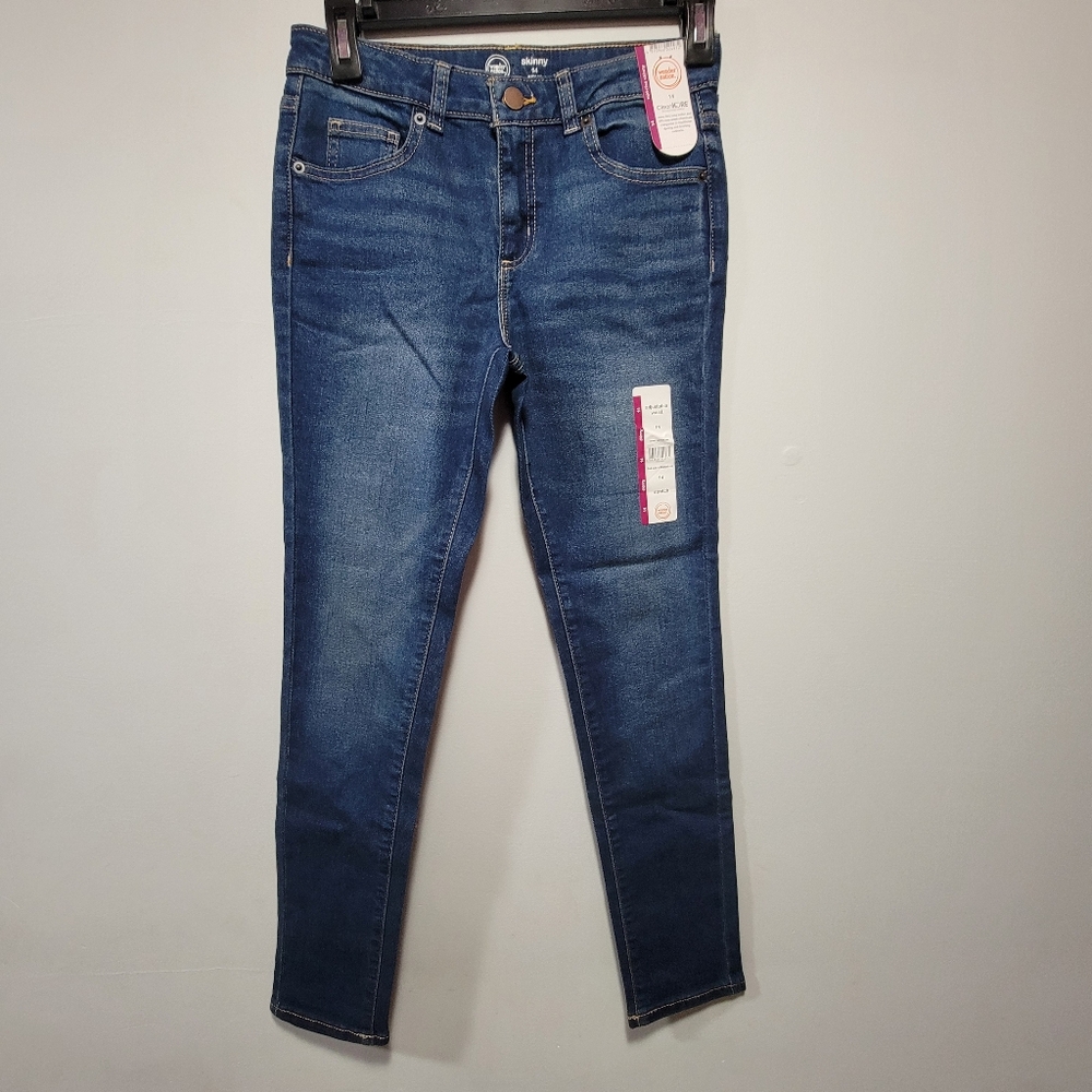 Wonder Nation Mid-Rise Skinny Youth Size 14 Blue Denim Jeans